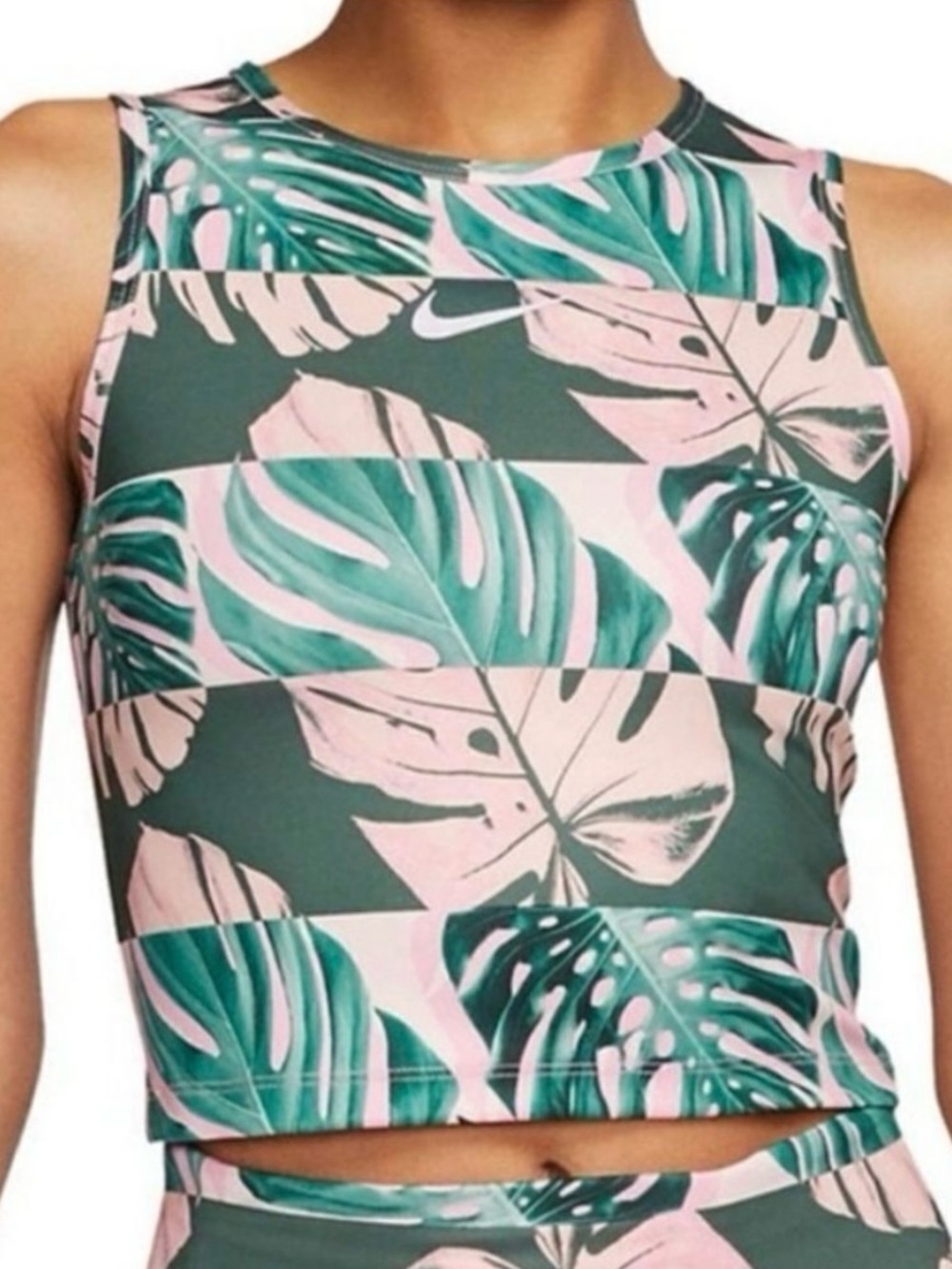 Nike dri fit palm leaf crop tank top women’s S small cropped tropical sleeveless